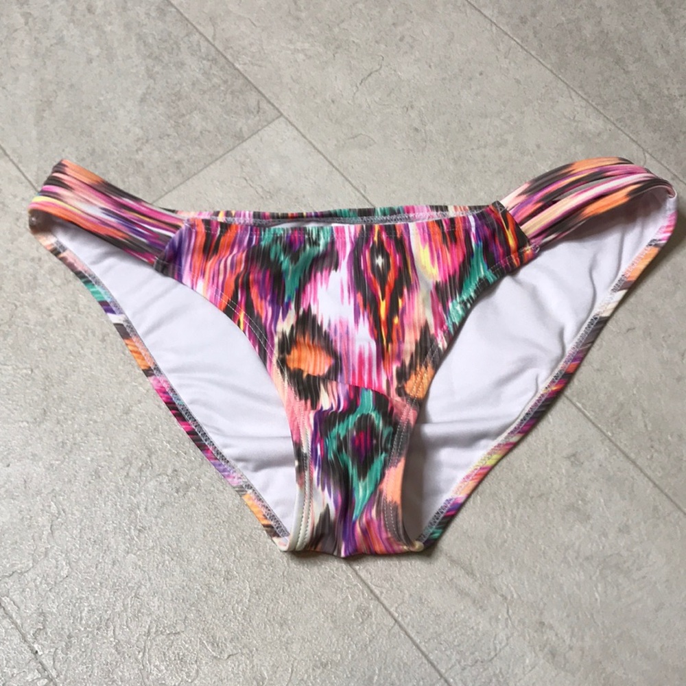 Forever 21 Bikini Bottoms Sz L Multicolor Abstract Design F21 Twenty One XXI